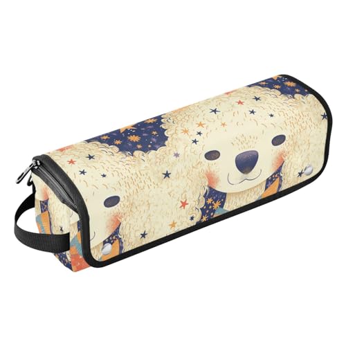 FRODOTGV Cartoon-Hundesichter, Haar-Werkzeug-Reisetasche mit Eisenmatte, wasserdicht, flacher Lockenstab, Reise-Organizer für Glätteisen, Glätteisen, Lockenstäbe, Reisetasche für Frauen von FRODOTGV