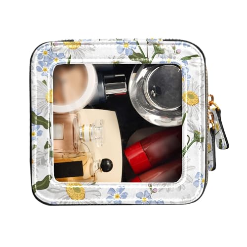 FRODOTGV Chamomiles Vergissmenot Reisetaschen für Toilettenartikel, transparent, klein, Make-up-Tasche für Geldbörse, Kosmetiktasche, Organizer, Chamomiles Vergissmenot-Blumen, Weiß, 1 Size von FRODOTGV