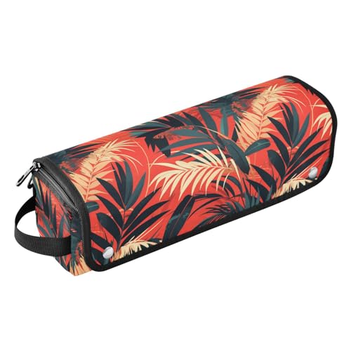 FRODOTGV Chic Salbeigrün Tropische Pflanzenhaar-Werkzeugtasche und hitzebeständige Matte, wasserdichtes Haarwerkzeug, Reise-Organizer für Glätteisen, Glätteisen, Lockenstäbe, Reiseutensilien für von FRODOTGV