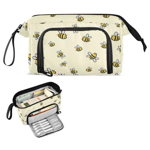 FRODOTGV Cute Bees Happy Good Luck School Pencil Case Large Capacity Artist Pencil Case with Compartment Pencil Pen Case Cosmetic for Adults Middle School von FRODOTGV