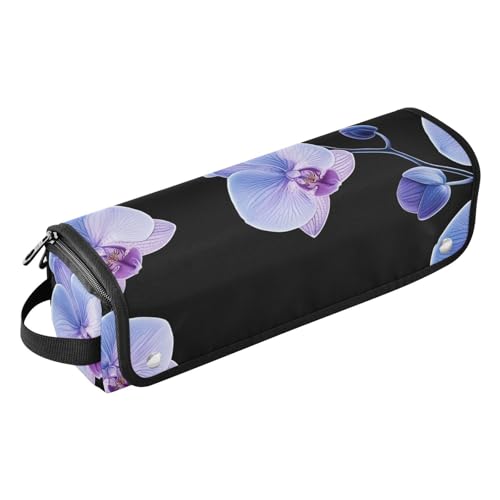 FRODOTGV Damen Große Kapazität Lockenstab Reisetasche mit Eisenmatte Tragetasche Organizer für Glätteisen, heiße Werkzeuge und Haarpflegezubehör, ästhetische Orchidee schwarz von FRODOTGV