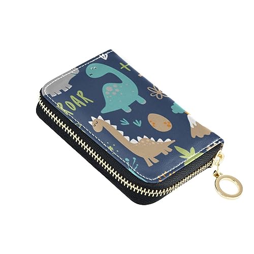 FRODOTGV Dino Funny Bones Blue Slim Card Organizer Wallet for Women Safe RFID Card Holder Leather Zipper Money Organizers, Dino Funny Bones blau, 1 size, Classic von FRODOTGV