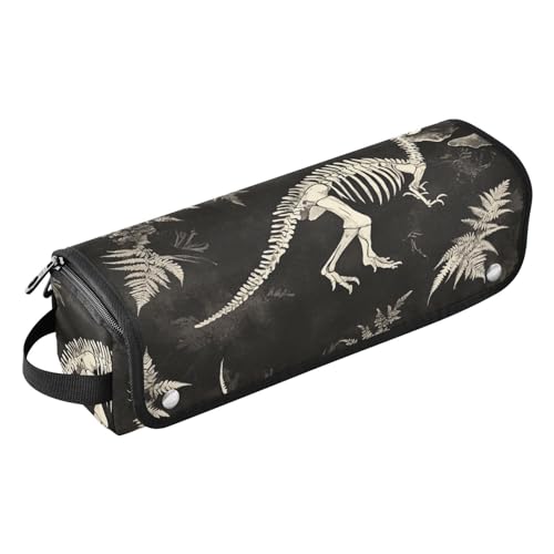 FRODOTGV Dinosaurier-Skelett-Heißhaar-Werkzeug-Reisetasche mit hitzebeständiger Matte, Tragetasche, flacher Lockenstab, wasserdichter Organizer für Glätteisen, Glätteisen, Lockenstäbe, 1 Size von FRODOTGV