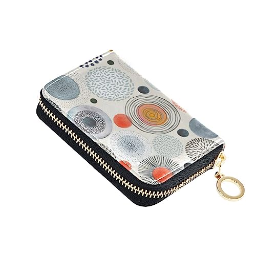 FRODOTGV Doodle Circles Mini-Kreditkarten-Geldbörse für Mädchen, sichere RFID-blockierende Brieftaschen, Leder, Reißverschluss, Geldorganizer, Doodle Circles, Einheitsgröße, Classic von FRODOTGV