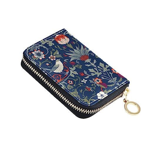 FRODOTGV Dunkle Vintage-Geldbörse mit Blumen und Vögeln, schmal, für Mädchen, sichere RFID-Geldbörse, Leder, Reißverschluss, Geldorganizer, Dunkle Vintage-Blumen und Vögel, 1 size, Classic von FRODOTGV