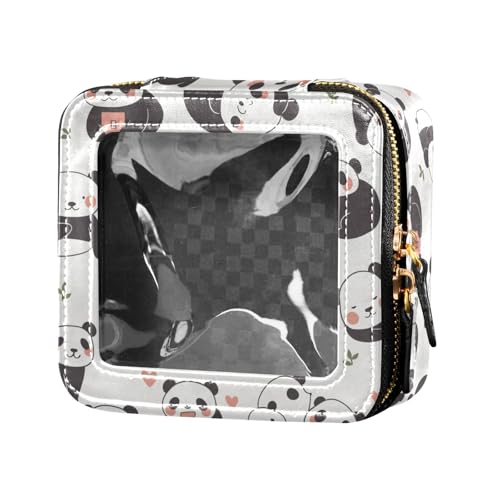 FRODOTGV Farbige afrikanische Patchwork-Motive, wasserdicht, transparent, kleine Make-up-Tasche für Geldbörse, Reise-Kulturbeutel, Kosmetikbehälter für Mädchen und Frauen, Chinesischer Panda von FRODOTGV