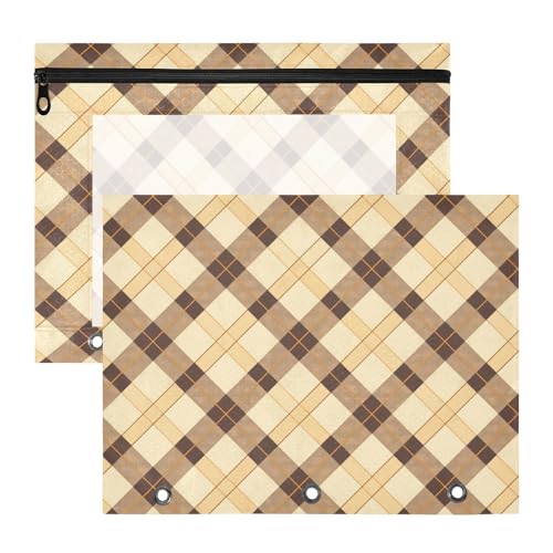 FRODOTGV Federmäppchen mit Reißverschluss, 3 Löcher, für A4-Papier, Briefe, 2 Stück, für Lehrer, Heimbedarf, Braun von FRODOTGV