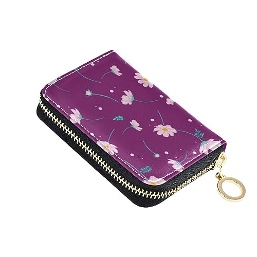 FRODOTGV Floral Cosmos Flower Cute Scandinavian Slim Card Holder Wallet for Girl Riskfree RFID Blocking Wallets Leather Zipper Money Organizers, Floral Cosmos, 1 size, Classic von FRODOTGV