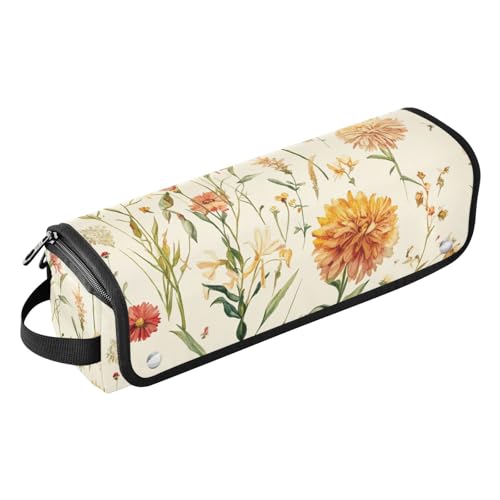 FRODOTGV Florals Nelke Kaktus Thymian Weiß Haar Werkzeug Reisetasche für Frauen mit hitzebeständiger Matte Reisetasche für Frauen wasserdichte Lockenstab Taschen Essentials Aufbewahrung, 15, 1 Size von FRODOTGV
