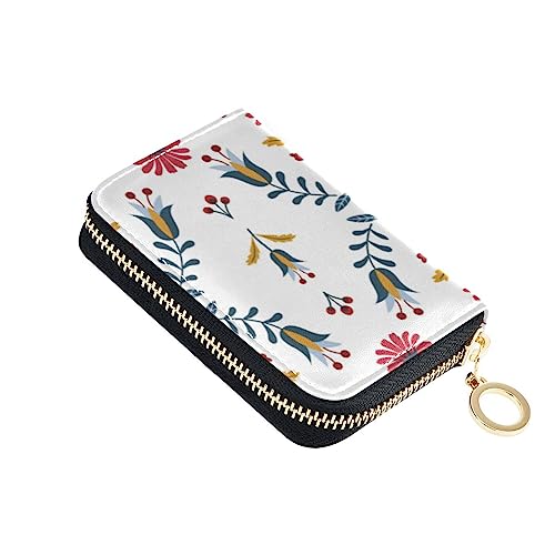 FRODOTGV Folk Art Mini-Kartenetui mit Blumenmuster, für Mädchen, risikofrei, RFID-blockierend, Leder, Reißverschluss, Geldorganizer für Reisen, Folk Art Floral, 1 size, Classic von FRODOTGV