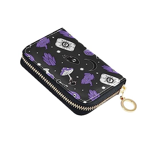 FRODOTGV Frosch Pilz Magic Evil Eyes Mini Kreditkartenetui Mädchen Risikofrei RFID Geldbörse Leder Reißverschluss Kreditkartenfächer für Reisen, Frosch Pilz Magic Evil Eyes, 1 size, Classic von FRODOTGV