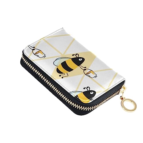 FRODOTGV Funny Bees Geldbörse für Mädchen, gebogen, Honig, klein, RFID-Kartenhalter, Leder, Reißverschlusstasche für die Arbeit, Funny Bees Curved Honey, Einheitsgröße, Classic von FRODOTGV