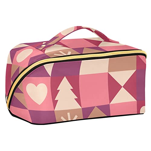 FRODOTGV Geometrische Elemente Muster Weihnachten Tragbare Reise Make-up Tasche, Große Kapazität Reise Kosmetiktasche, Reise Kulturbeutel, Wasserdichte Make-up-Tasche, Make-up Organizer Tasche mit von FRODOTGV