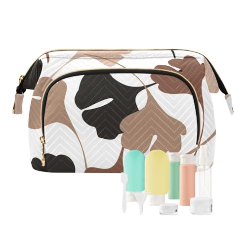 FRODOTGV Ginkgo-Make-up-Tasche mit Herbstlaubmuster, Reise-Make-up-Tasche, Make-up-Pinsel, Reißverschluss, Damen-Münzgeldbörse, Herbstlaubmuster Ginkgo, 1 Size von FRODOTGV