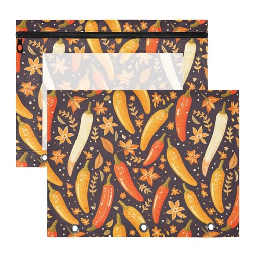 FRODOTGV Glänzende Pfeffermappe, tragbar, 3 Löcher, Tasche für 3 Ringe, 2 Stück, für Schüler, Klassenbedarf von FRODOTGV