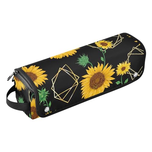 FRODOTGV Goldene polygonale Formen Sonnenblumen-Haar-Werkzeug-Reisetasche für Frauen und hitzebeständige Matte, große Kapazität, Haarwerkzeug-Organizer für Glätteisen, heiße Werkzeuge und von FRODOTGV