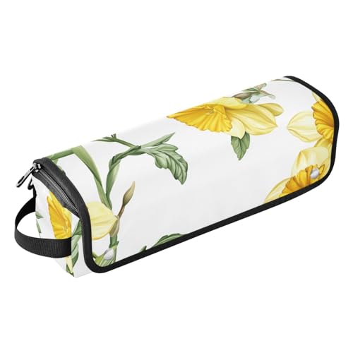 FRODOTGV Haar-Werkzeug-Reisetasche für Damen, große Kapazität, Glätteisen, Organizer, Essentials für heiße Werkzeuge, Lockenstab und Glätteisen, Haarvolumizer, Frühlingsblumen, Narzissen, Geranie von FRODOTGV