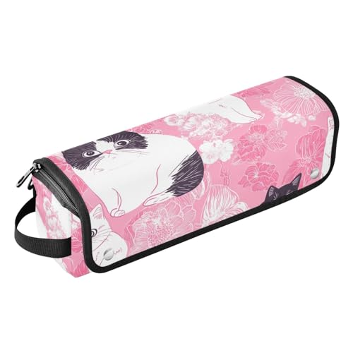FRODOTGV Haar-Werkzeug-Reisetasche für Damen, große Kapazität, Glätteisen, Organizer, Essentials für heiße Werkzeuge, Lockenstab und Glätteisen, Haarvolumizer, Kunst, exotische Kurzhaar-Katzen, Rosa von FRODOTGV