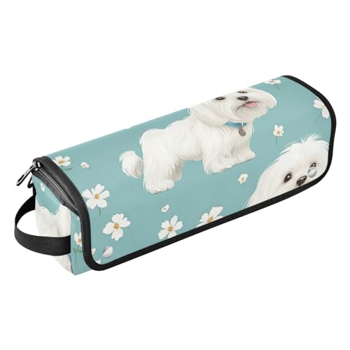 FRODOTGV Haarwerkzeug-Reisetasche für Damen, Lockenstab Reisehalter, Aufbewahrungstasche und hitzebeständige Matte mit Reißverschluss für Glätteisen, Lockenstab, Haartrockner, Cartoon, süßer Hund, von FRODOTGV