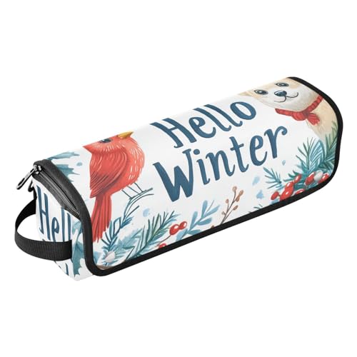 FRODOTGV Haarwerkzeug-Reisetasche für Damen, tragbare Reise-Tragetasche, Reiseetui für Frauen für Glätteisen, Glätteisen, Lockenstäbe, Weihnachten, Weihnachten, roter Vogel, Stechpalme, Hund, 1 Size von FRODOTGV