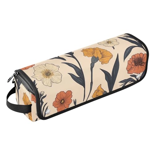 FRODOTGV Haarwerkzeug Reisetasche für Damen, wasserdichter Lockenstab Reiseetui mit hitzebeständigem Pad für Lockenstab Glätteisen, flacher Haartrockner, Sommerblumen Nelke Grandiflora Beige, 19, 1, 1 von FRODOTGV