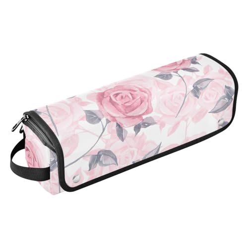 FRODOTGV Hair Tools Reisetasche, Tragetasche, flacher Lockenstab, wasserdichter Organizer mit hitzebeständigem Pad für Glätteisen, Lockenstab, Haartrockner, Pfirsichrosen, Aquarell-Blumenmuster, von FRODOTGV