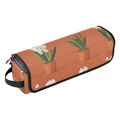 FRODOTGV Hair Tools Reisetasche Chic Hyazinthen, Terrakotta, Reiseutensilien für Damen, wasserdicht, tragbar, offen, flach, Reisetaschen für Lockenstab Glätteisen, flacher Haartrockner von FRODOTGV