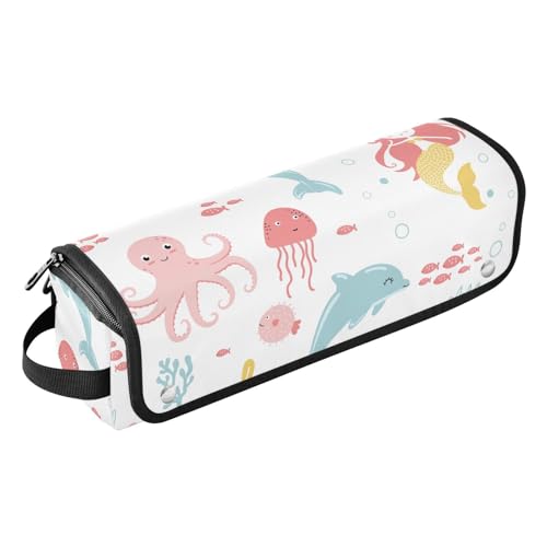 FRODOTGV Hair Tools Reisetasche Delfin Süße Meerjungfrau Hawaii Fisch Reisetasche für Frauen Wasserdicht Tragbar Offen Flach Reisetasche für Glätteisen, Lockenstab Haartrockner, Delfin, niedlicher von FRODOTGV