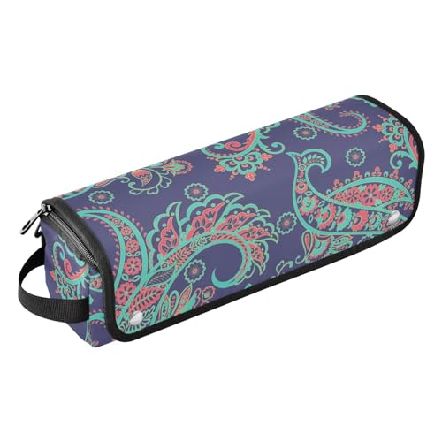FRODOTGV Hair Tools Reisetasche mit Paisleymuster, florales Damast-Muster, violett, Haar-Accessoires, Organizer, Aufbewahrungstasche für Lockenstab Glätteisen, flacher Haartrockner, Paisleymuster, von FRODOTGV