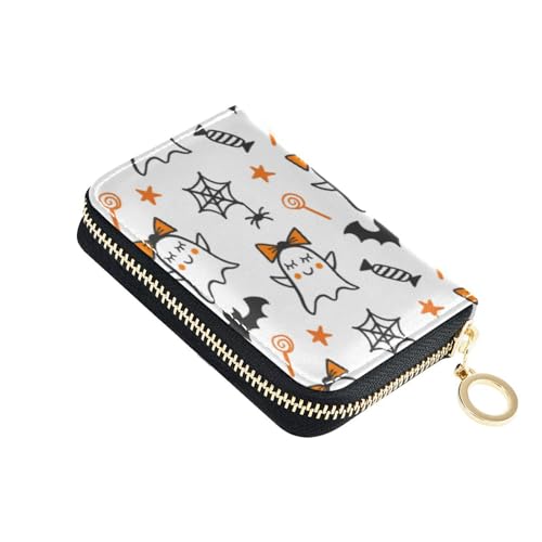 FRODOTGV Halloween Cute Devil White Slim Credit Card Wallet Womens Riskfree RFID Wallet Leather Zip Pocket Purse for Work, Halloween Cute Devil White, 1 size, Classic von FRODOTGV