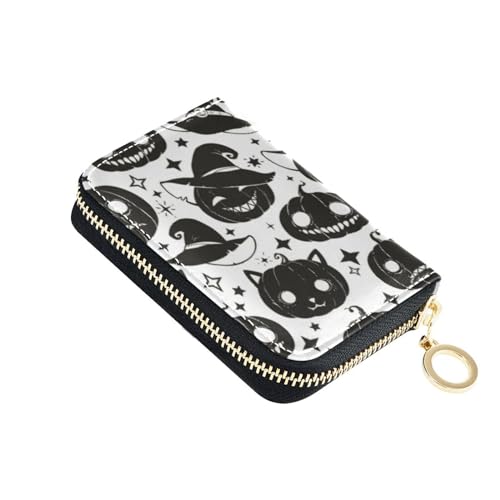 FRODOTGV Halloween Gruseliges Gesicht Kleine Kartenetuis Mädchen Risikofrei RFID Geldbörse Leder Reißverschluss Geld Organizer für die Arbeit, Halloween-Gruselgesicht, 1 size, Classic von FRODOTGV