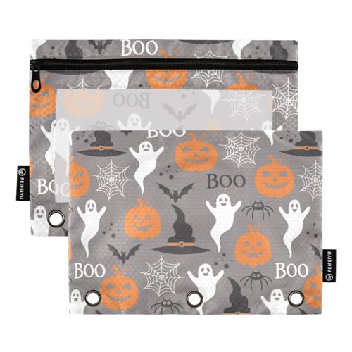 FRODOTGV Halloween-Party-Bleistiftbeutel für 3 Ringe, Bindertaschen, Reißverschluss, drei Löcher, 2 Stück von FRODOTGV