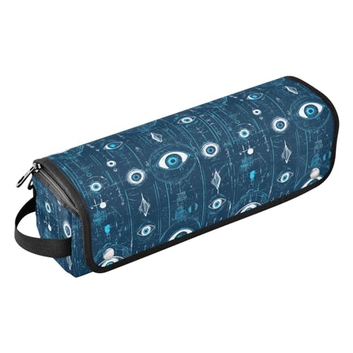 FRODOTGV Handgezeichnetes LKW-Auto-Muster, niedliches Damen-Lockenstab, Reiseetui, abnehmbarer Zubehör-Organizer mit Eisenmatte für Glätteisen, flacher Haartrockner, Evil Eye Kreis weißer Obsidian, 1 von FRODOTGV