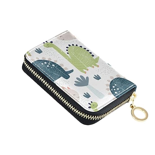 FRODOTGV Happy Cute Dinosaurs Slim Card Organizer Wallet for Girl Riskfree RFID Card Holder Leather Zip Credit Card Slots, Happy Cute Dinosaurs, 1 size, Classic von FRODOTGV