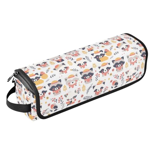 FRODOTGV Hot Dog Nahtlose Damen-Lockenstab-Reisetasche, tragbarer Haarstyling-Werkzeug-Organizer und hitzebeständige Matte für Glätteisen, Haartrockner, Süßer Waschbär, Wildtiere, Weihnachten, 1 Size von FRODOTGV