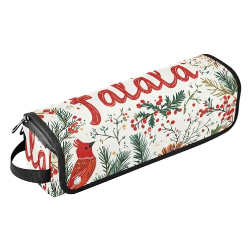 FRODOTGV Hot Hair Tools Reisetasche, wasserdicht, Reise-Organizer mit hitzebeständigem Pad für Glätteisen, heiße Werkzeuge und Haarpflegezubehör, Weihnachten, Stechpalme, Tannenzapfen, Blätter, von FRODOTGV