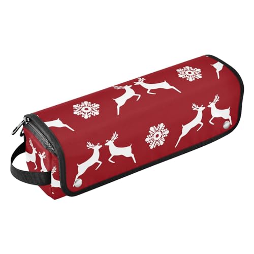 FRODOTGV Hot Hair Tools Reisetasche, wasserdicht, flacher Lockenstab, Reise-Organizer, tragbarer Organizer für Glätteisen, Lockenstab, Haartrockner, Muster, Weihnachten, Rentier, Schneeflocken, Muster von FRODOTGV