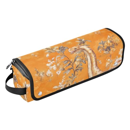 FRODOTGV Hot Hair Tools Reisetasche, wasserdicht, tragbar, offen, flach, Reisetasche, tragbarer Organizer für Glätteisen, Lockenstäbe, Beauty-Dinosaurier, Brontosaurus, Orange von FRODOTGV