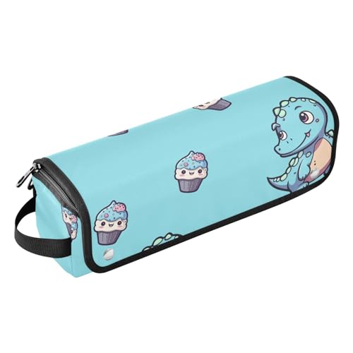 FRODOTGV Icecream und Dinosaurier 2-in-1 Haar-Werkzeug-Organizer mit hitzebeständiger Matte, wasserdicht, tragbar, offen, flache Reisetasche für Glätteisen, Glätteisen, Lockenstäbe, Eis und von FRODOTGV