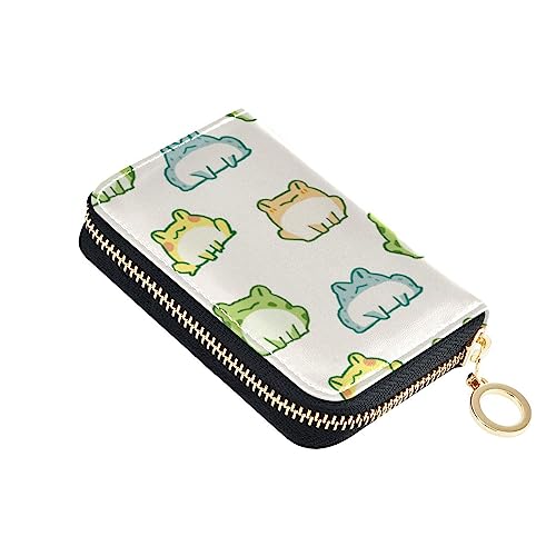 FRODOTGV Kartenorganizer mit Cartoon-Frosch-Design, für Mädchen, risikofrei, RFID-blockierend, Leder, Reißverschlusstasche, Geldbörse für die Arbeit, Cartoon Frosch, Einheitsgröße, Classic von FRODOTGV