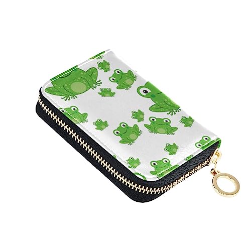 FRODOTGV Kawaii lustiger Frosch-Mini-Karten-Organizer für Mädchen, risikofrei, RFID-Kartenhalter, Leder, Reißverschluss, Geld-Organizer für Reisen, Kawaii Lustiger Frosch weiß, Einheitsgröße, Classic von FRODOTGV