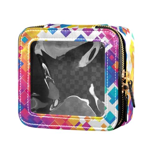 FRODOTGV Kinder-Make-up-Tasche mit niedlichem gelbem Gummienten-Design, niedlich, transparent, klein, für Mädchen und Frauen, Nagellack-Organizer, Kulturbeutel, Reisetasche, Abstrakte von FRODOTGV