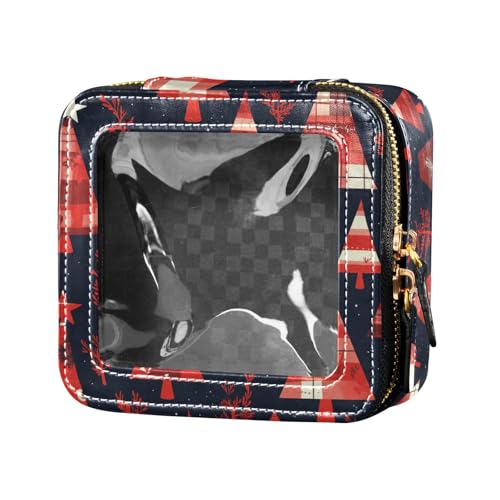 FRODOTGV Kinder-Make-up-Tasche mit niedlichem gelbem Gummienten-Design, niedlich, transparent, klein, für Mädchen und Frauen, Nagellack-Organizer, Kulturbeutel, Reisetasche, Büffelkarierte von FRODOTGV