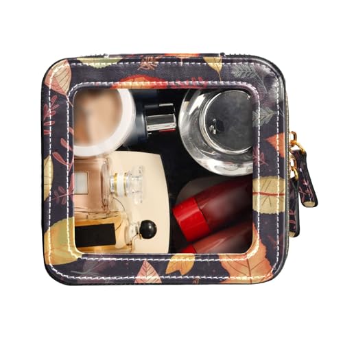 FRODOTGV Klare Make-up-Tasche für Geldbörse, Herbstblätter, Leder-Kulturbeutel, Hautpflege-Tasche, Herbstblätter, 1 Size von FRODOTGV