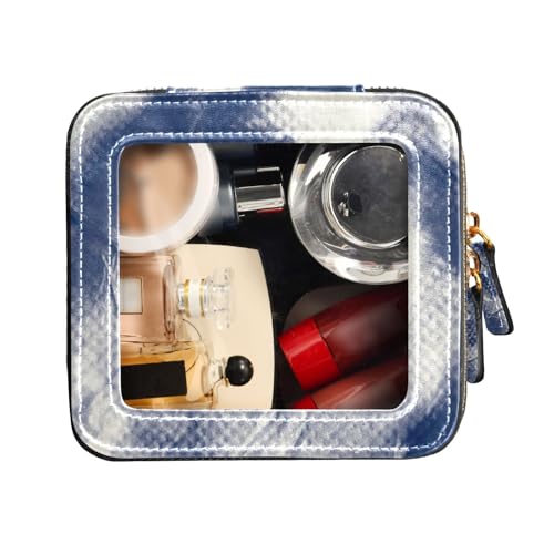 FRODOTGV Klare kleine Make-up-Tasche, Kulturbeutel, Kosmetik-Organizer, Alkohol, Tinte, Indigo, transparent, Alkoholtinte, Indigo, transparent, 1 Size von FRODOTGV