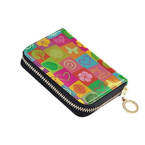 FRODOTGV Kleine Geldbörse im Boho-Stil, für Damen, Kartenhalter, RFID-Kartenhalter, Leder, Reißverschlusstasche, Geldbörse für die Arbeit, Summer Flower Boho, 1 size, Classic von FRODOTGV