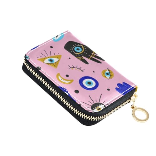 FRODOTGV Kleine Geldbörse mit Cartoon-Motiv "Evil Eyes" für Damen, risikofrei, RFID-Kartenhalter, Leder, Reißverschlusstasche, Geldbörse für Reisen, Cartoon Evil Eyes Pink, 1 size, Classic von FRODOTGV