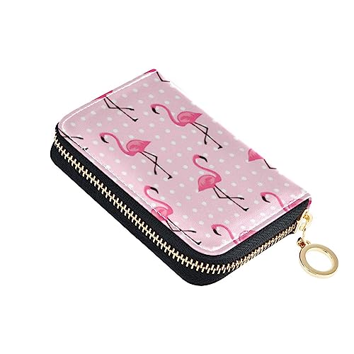 FRODOTGV Kleine Geldbörse mit Flamingo-Punkten, für Damen, risikofrei, RFID-Kartenhalter, Leder, Reißverschlusstasche, Geldbörse, Rosa Flamingo-Punkte, Einheitsgröße, Classic von FRODOTGV