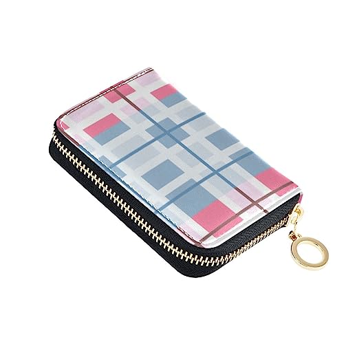 FRODOTGV Kleine Karten-Organizer-Geldbörse für Damen, risikofrei, RFID-Geldbörse, Leder, Reißverschluss, Geldorganizer für die Arbeit, Blau-rosa Textur, 1 size, Classic von FRODOTGV