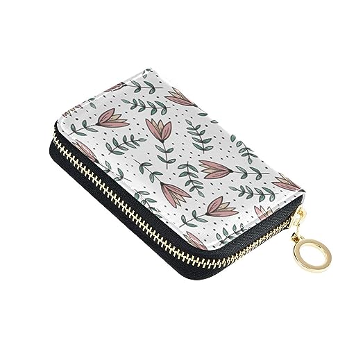 FRODOTGV Kleine rosa Blumen Slim Card Organizer Damen Safe RFID Blocking Wallets Leder Reißverschlusstasche Geldbörse für Arbeit, Kleine rosa Blumen, 1 size, Classic von FRODOTGV